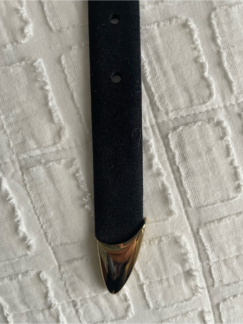 Madewell Triple Metal Keeper Belt in Gold and Black Suede - Picture 3 of 6